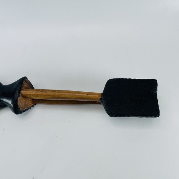 Caribbean African Folk Art Carved Wooden Woman Carrying Basket On Head VTG 20in - Picture 9 of 10